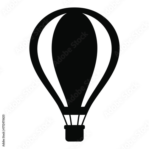Iconic silhouette of a hot air balloon ascending into the sky for travel and adventure silhouette