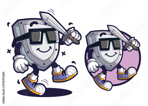 Shiled cartoon mascot characters