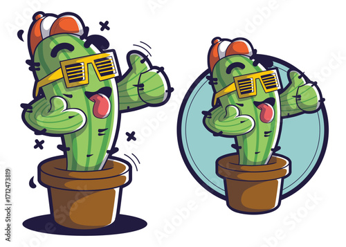 Cactus cartoon mascot characters