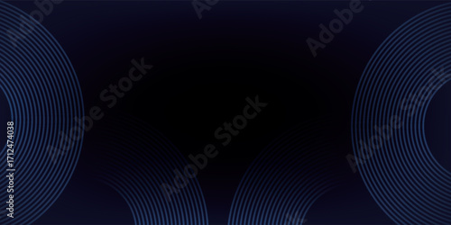 Blue abstract background with glowing circles. Swirl circular lines pattern. Geometric spiral. Twirl element. Modern graphic desi