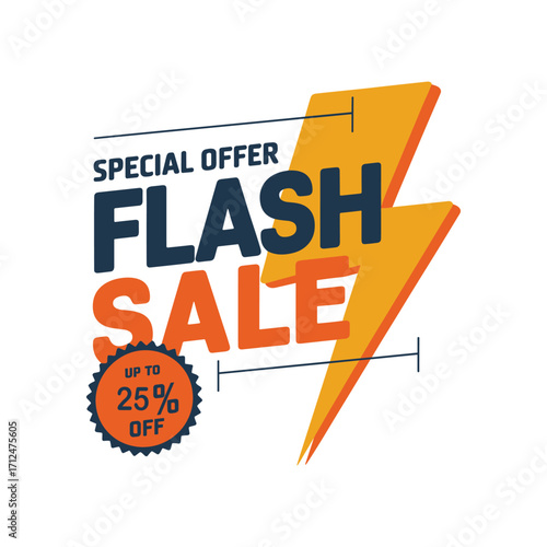 Flash Sale Special Offer Lightning Discount Up To 25% Off Vector Design