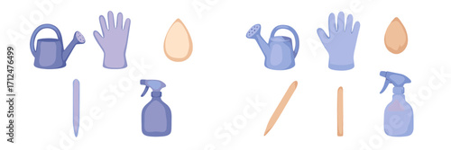 Essential gardening tools and equipment set for planting, cultivating, and maintaining a home garden or outdoor space