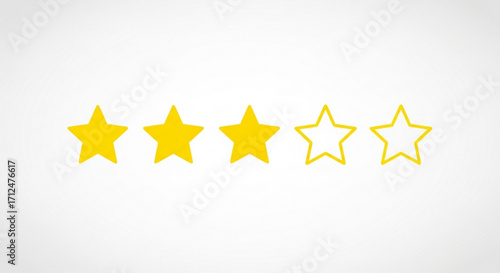 Three out of five stars rating, perfect for customer feedback, reviews, and service quality assessment, indicating satisfaction