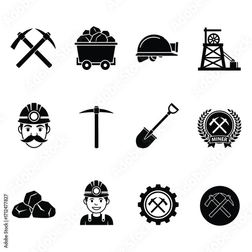 Iconic Symbols of Mining and Industry Picks, Helmets, and Carts for the Modern Miner