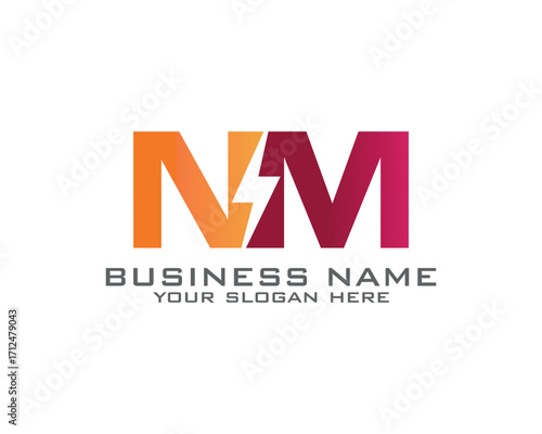 Free Download Initial N M logo concept with electric template vector - GFXLoad