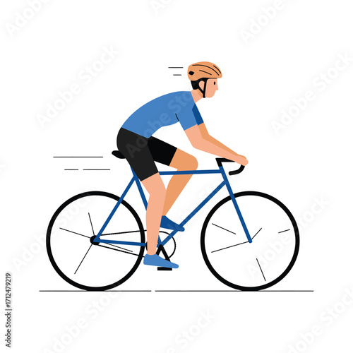 Vector art of man riding a bicycle