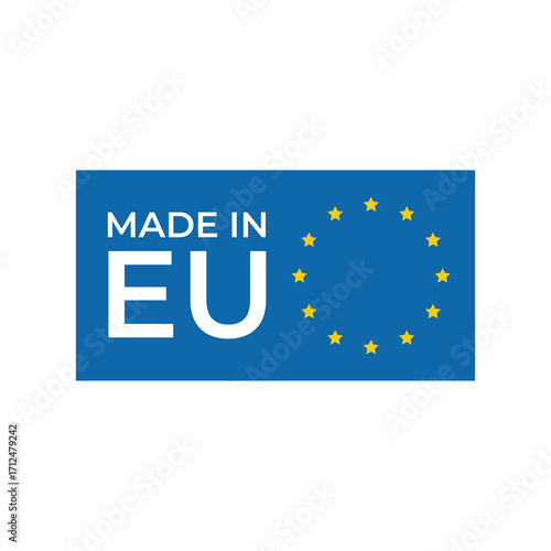 Blue Square Rectangle Made in EU Product Sticker