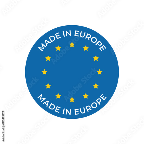 Deep Blue Circle Made in Europe Origin Icon