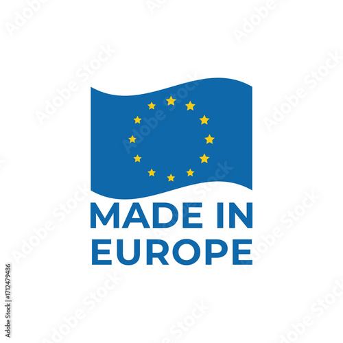 Dynamic Waving Flag Style Made in Europe Icon