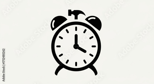 Alarm clock icon with hammer, symbolizing time management, deadlines, and the concept of waking up or being punctual