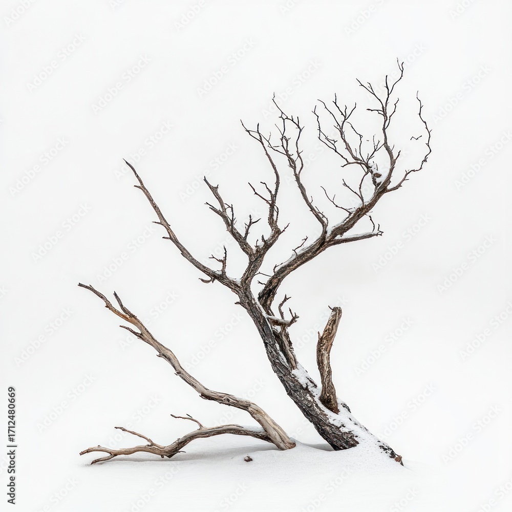 Obraz premium Dead tree branches winter ground.