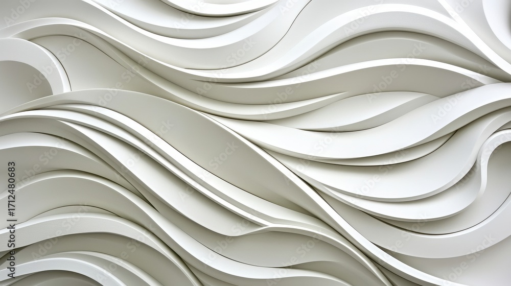Obraz premium Abstract Wavy White Paper Art Texture Background with Smooth Undulating Pattern