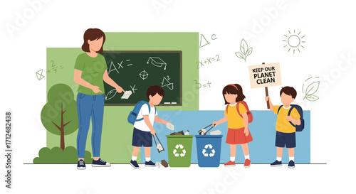 Children Cleaning Up Trash, Supporting Earth’s Wellness in a Learning Environment