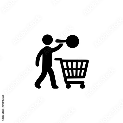 Vector image of a shopping trolley with table tennis gear in a playful flat illustration