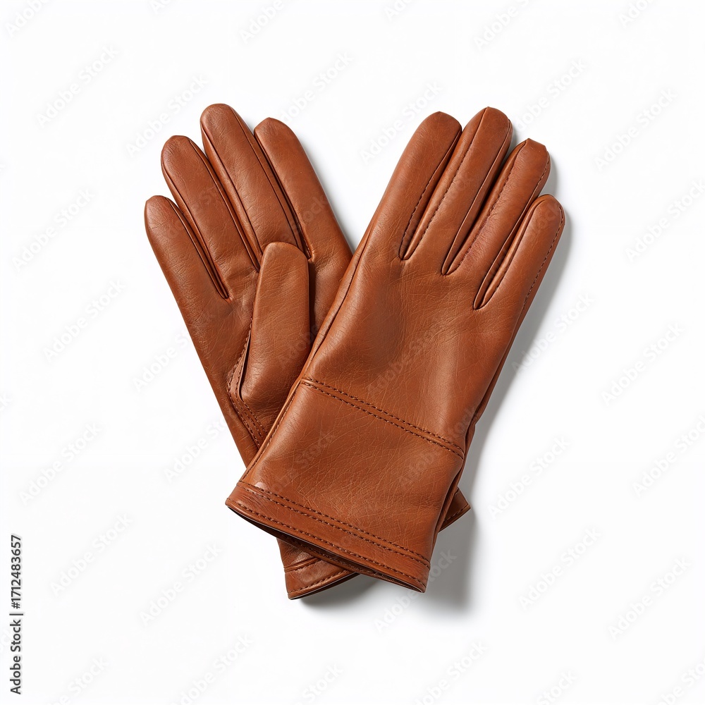 Obraz premium Pair of leather gloves isolated on pure white background