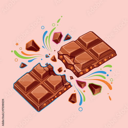 Chocolate bar breaks Vector