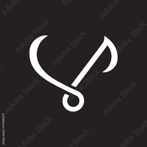 the logo consists of the letter Lam "alif" arabic mono line. Abstract, Script, outline and elegant.