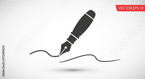 Fountain pen icon pen sign flat vector illustration fountain pen writes a line vector eps 10 business concept pen pictogram