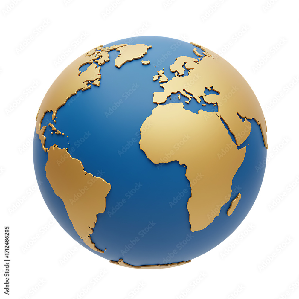 Fototapeta premium A 3d render of planet earth, isolated on transparent background