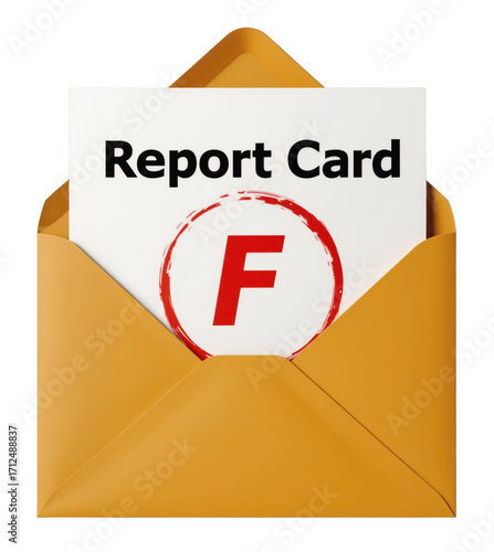 Academic Performance Notification – Report Card with Failing Grade for Educational Websites and Learning Management Systems