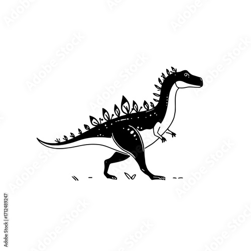 Carnotaurus. Carnotaurus simple black and white line art vector logo