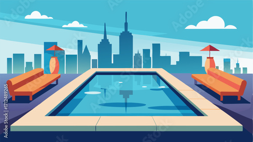 A modern rooftop pool with a sleek design perfect for sipping tails and taking in the city skyline.