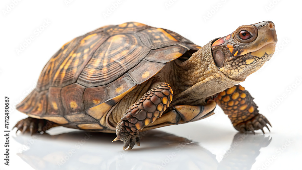 Obraz premium Eastern box turtle standing on a white background