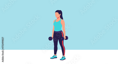 Woman holding dumbbells for fitness workout.