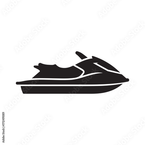 Silhouette Illustration of Jet Ski on White Background