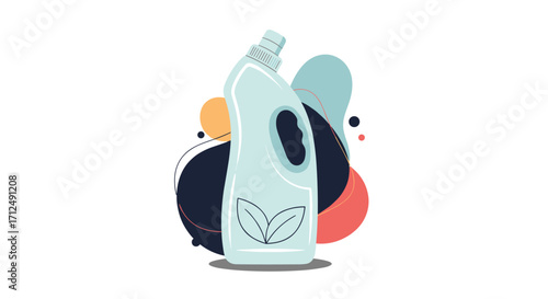 Eco friendly cleaning bottle with leaf symbol illustration.