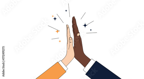 Two hands giving a high five celebration success teamwork.