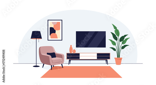 Modern Living Room Interior Design with Furniture and Decor.