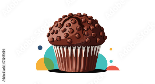 Delicious Chocolate Muffin with Chocolate Chips.