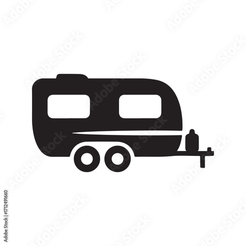 Black Silhouette Travel Trailer Icon