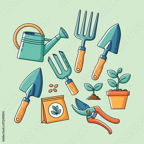 Sustainable farming tools set Vector 