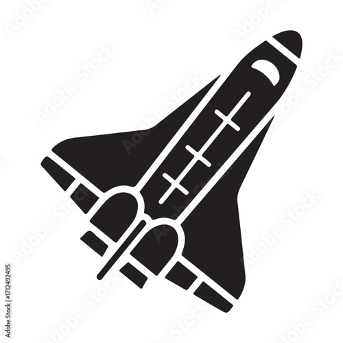 Space Shuttle Vector Illustration in Solid Black