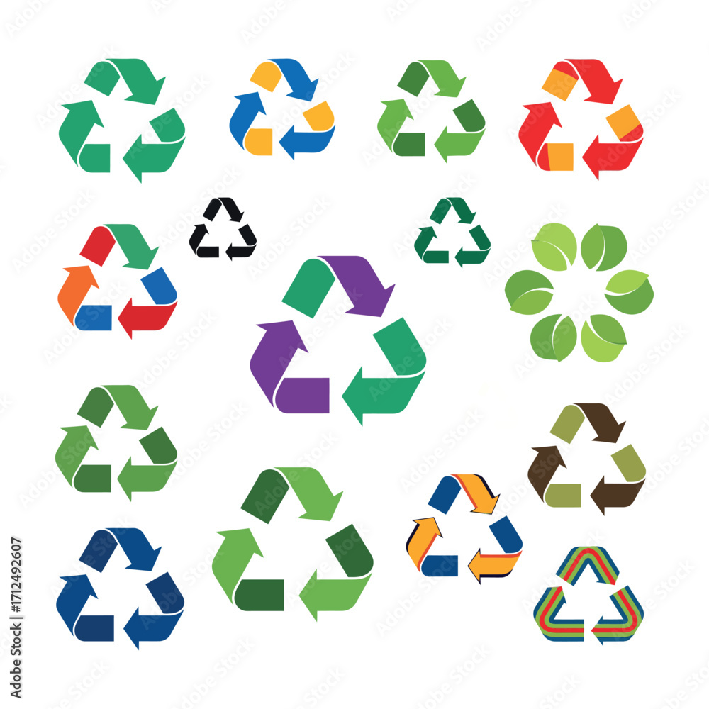 Obraz premium Recycling symbol variations&nbsp;icon sets vector illustrations