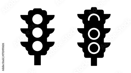 Traffic Lights Black Silhouette Vector Illustration
