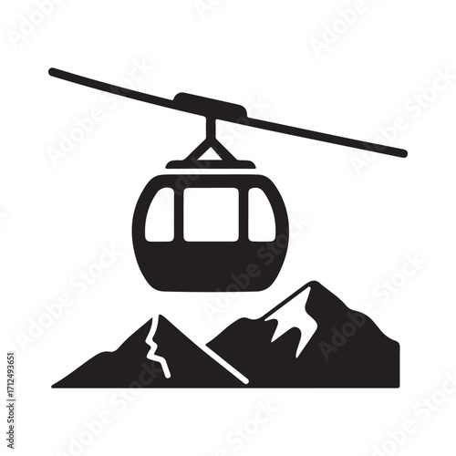 Mountain Gondola Car Silhouette Vector Illustration