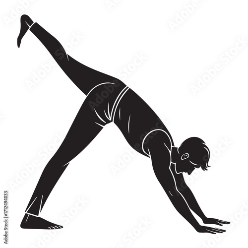 Silhouette of a Man Performing a Yoga Pose