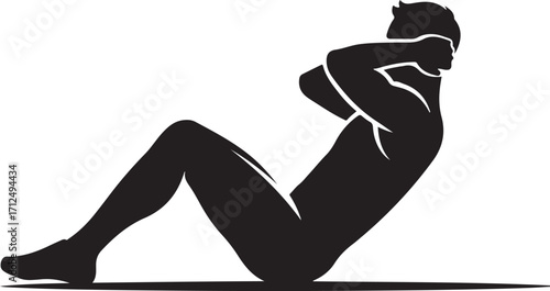 Silhouette of a Person Performing a Sit-Up Exercise