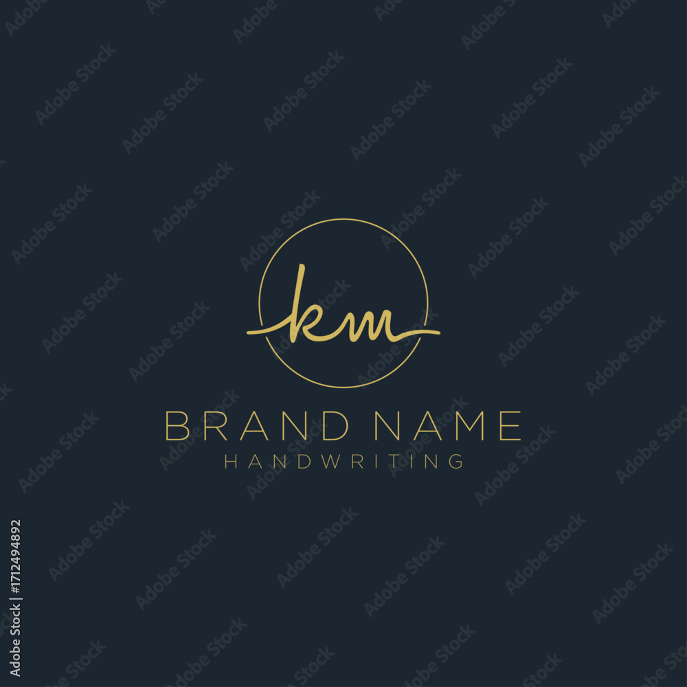 Obraz premium K M Initial handwriting logo template