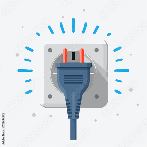 Electric Plug in Wall Socket Illustration