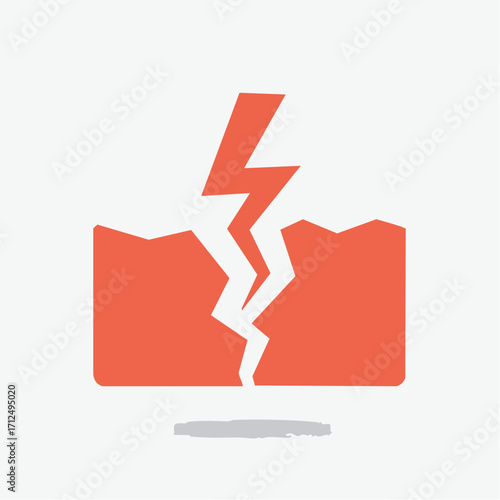 Cracked Foundation Illustration Depicting an Electrical Bolt Hitting a Crumbling Structure