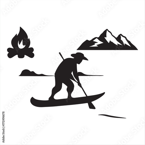 Outdoor Adventure Elements Silhouettes