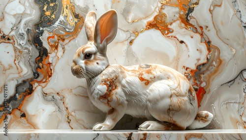 Rabbit figurine on marble