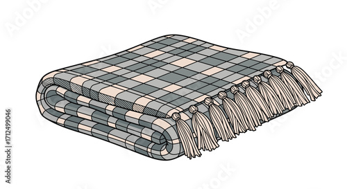 Cozy plaid throw blanket with fringe detail for ultimate comfort.