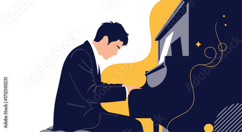 A talented pianist plays a beautiful melody on a grand piano.