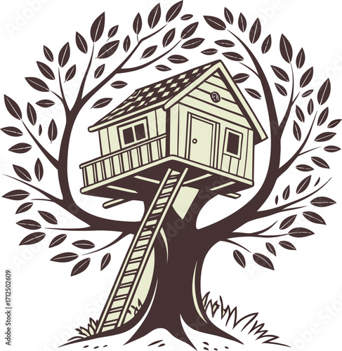 Treehouse Illustration: Vintage Style