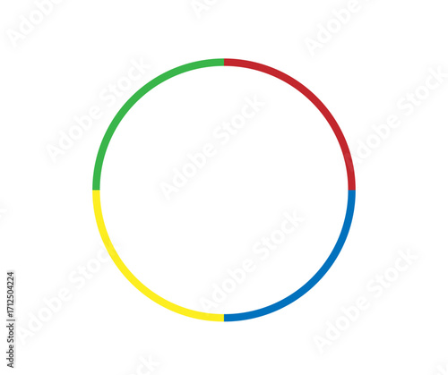 Abstract Circle Vector with Four Color Segments in Red, Green, Yellow and Blue. Perfect for Infographics, Charts, Logos and Modern Design Projects.